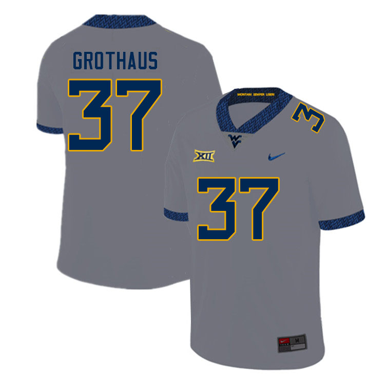 Men #37 Parker Grothaus West Virginia Mountaineers College Football Jerseys Sale-Gray